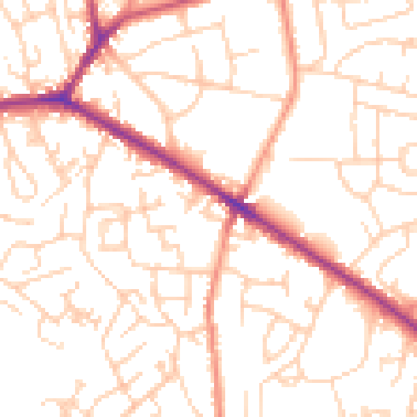 Daytime road noise heatmap for WF13 4AY