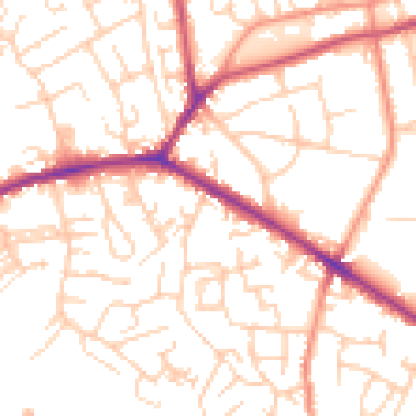 Daytime road noise heatmap for WF13 4BE