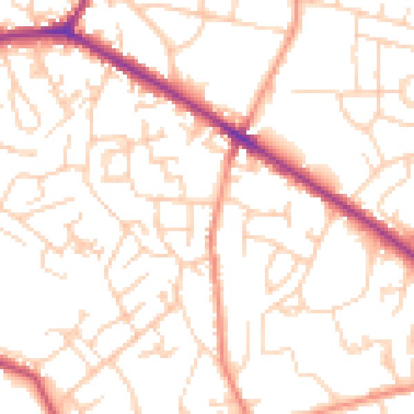 Daytime road noise heatmap for WF13 4BL