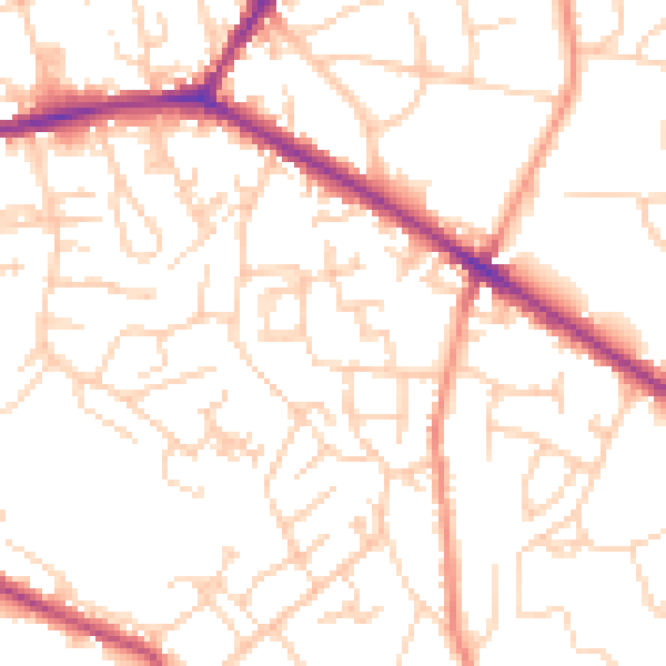 Daytime road noise heatmap for WF13 4BW