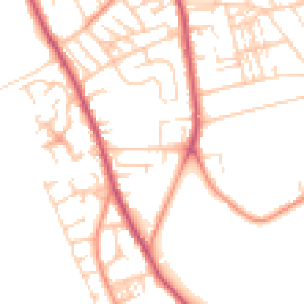 Daytime road noise heatmap for WF13 4EN