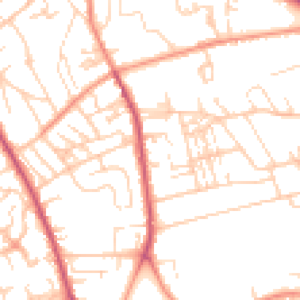 Daytime road noise heatmap for WF13 4EX
