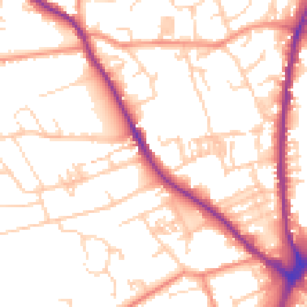 Daytime road noise heatmap for WF13 4HB