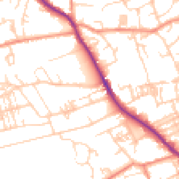 Daytime road noise heatmap for WF13 4HG