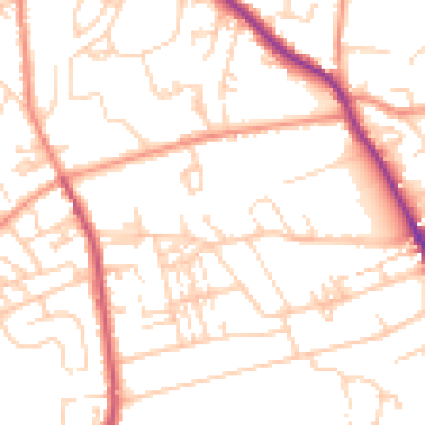 Daytime road noise heatmap for WF13 4HW