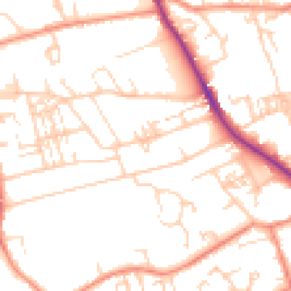 Daytime road noise heatmap for WF13 4LE