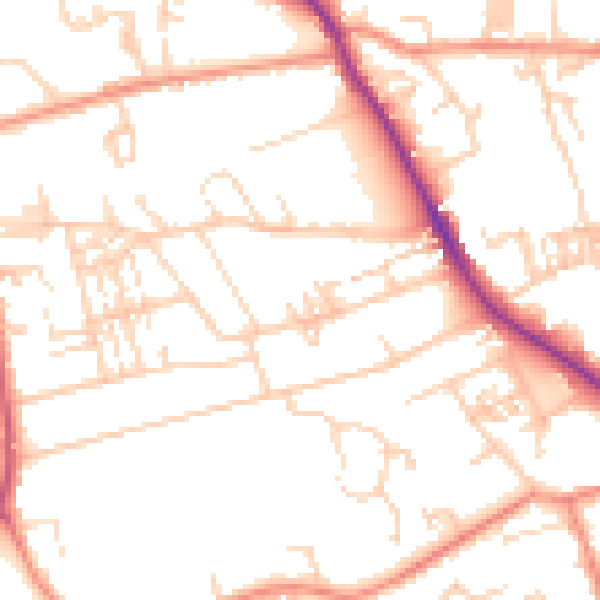 Daytime road noise heatmap for WF13 4LG
