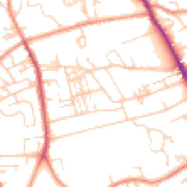 Daytime road noise heatmap for WF13 4LT
