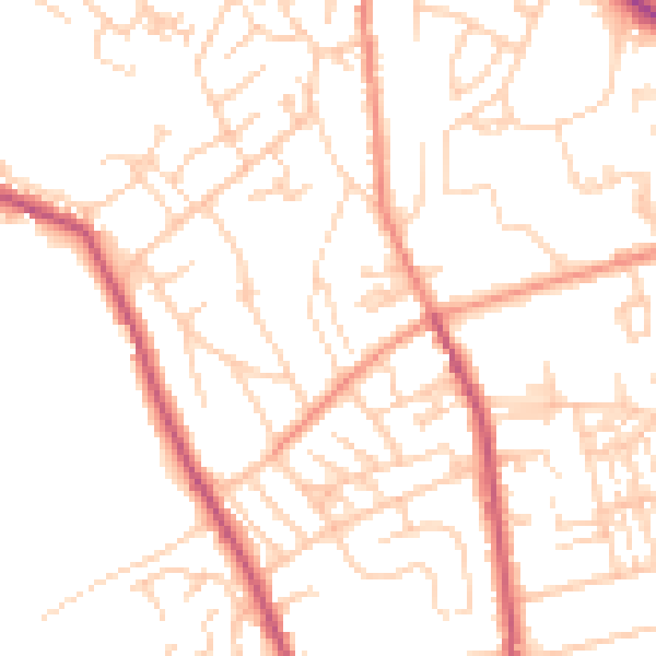 Daytime road noise heatmap for WF13 4NT