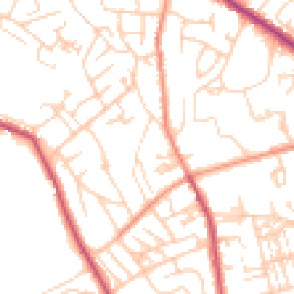 Daytime road noise heatmap for WF13 4NY