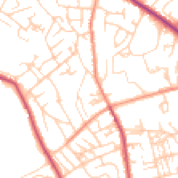 Daytime road noise heatmap for WF13 4PE