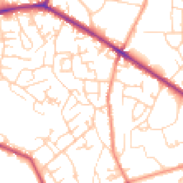 Daytime road noise heatmap for WF13 4PL