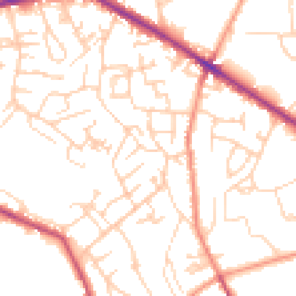 Daytime road noise heatmap for WF13 4PN