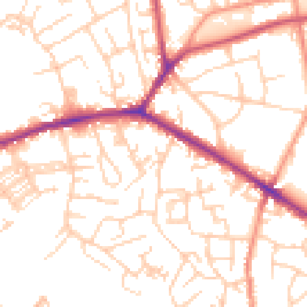 Daytime road noise heatmap for WF13 4SG