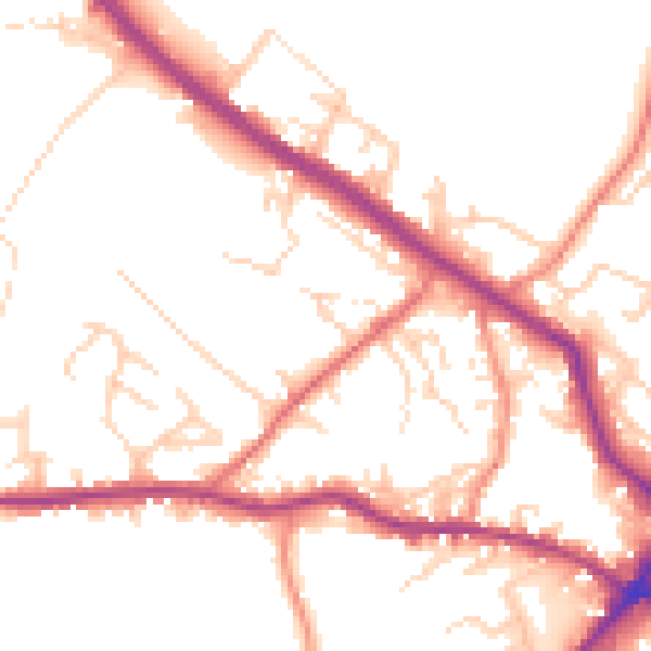 Daytime road noise heatmap for WF15 6DZ