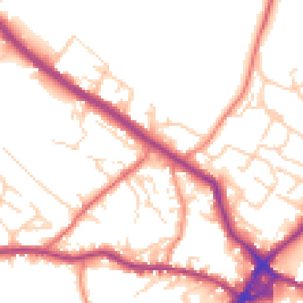 Daytime road noise heatmap for WF15 6EB