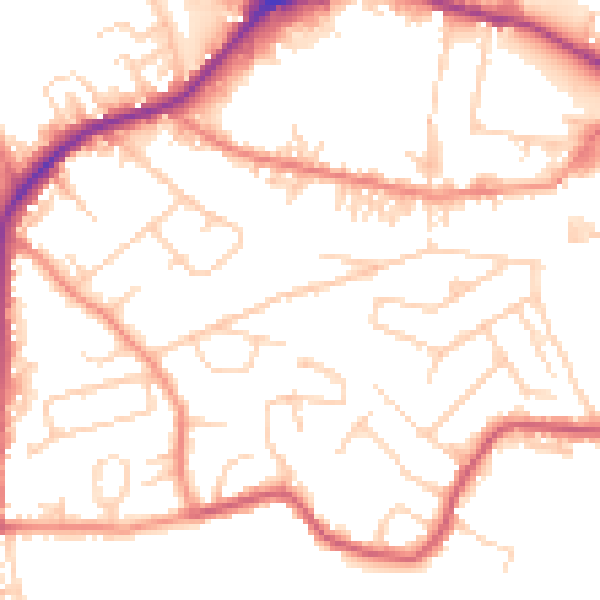 Daytime road noise heatmap for WF15 7DZ