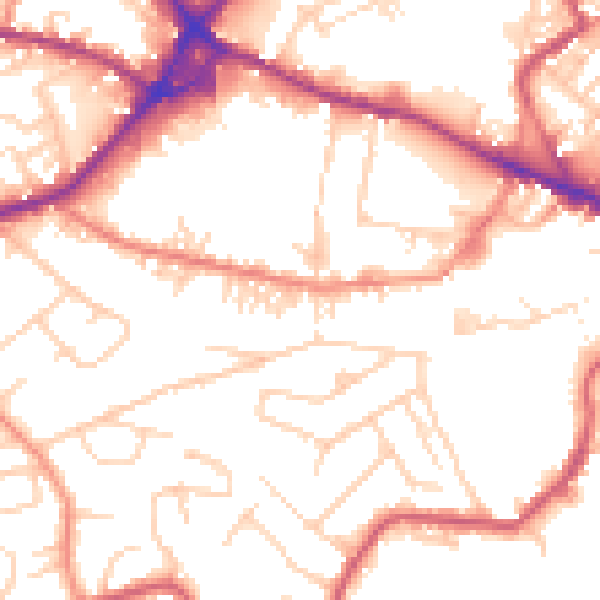 Daytime road noise heatmap for WF15 7JL