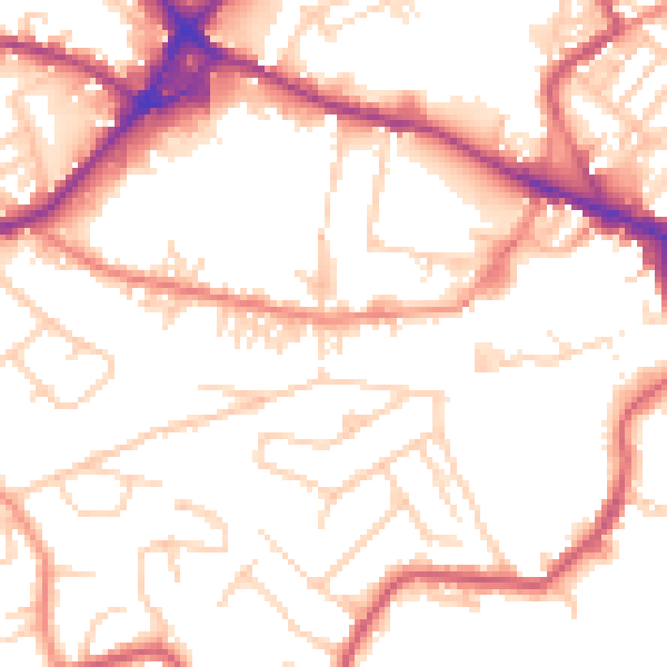 Daytime road noise heatmap for WF15 7JR