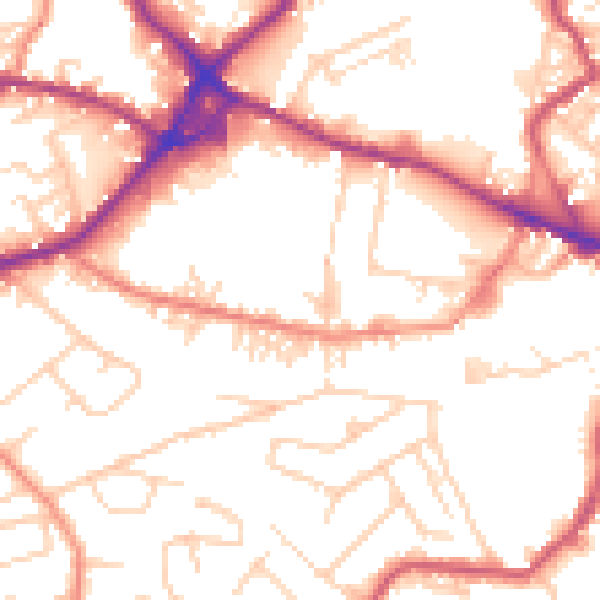 Daytime road noise heatmap for WF15 7JY