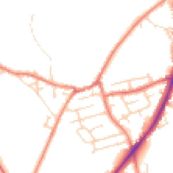 Daytime road noise heatmap for WF15 7LT