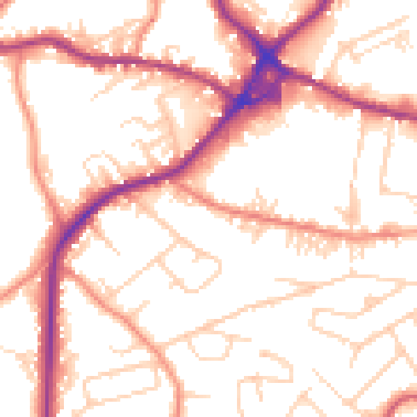 Daytime road noise heatmap for WF15 7PJ