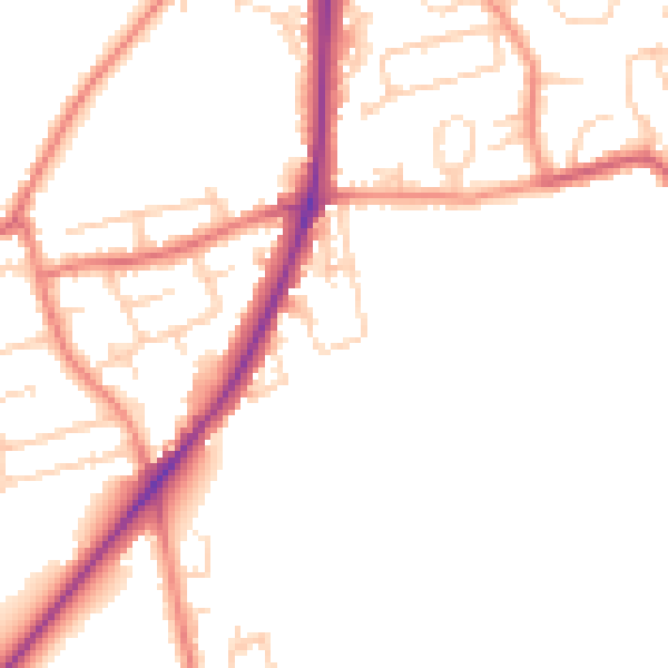 Daytime road noise heatmap for WF15 7PW