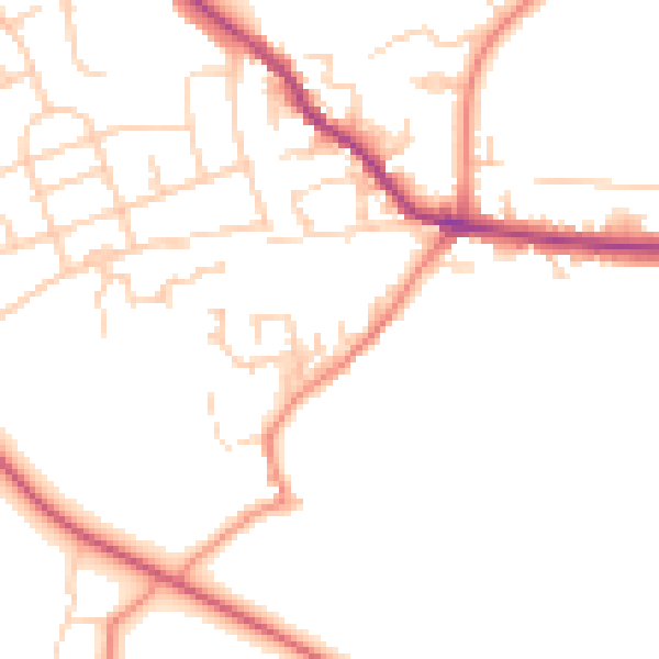 Daytime road noise heatmap for WF15 8DH