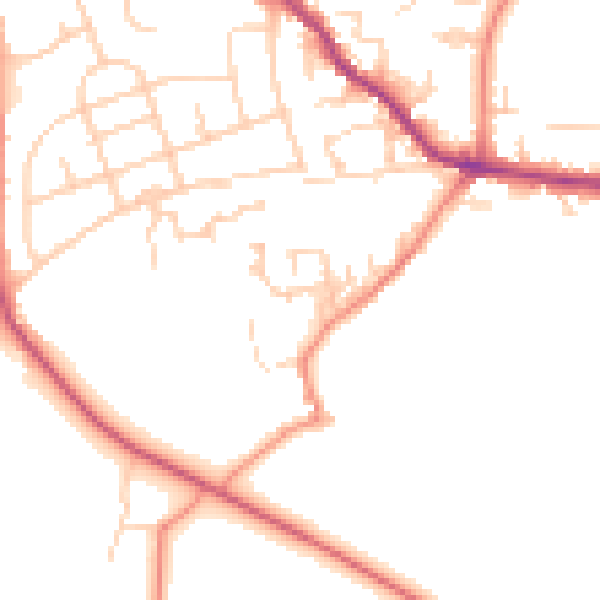 Daytime road noise heatmap for WF15 8DW
