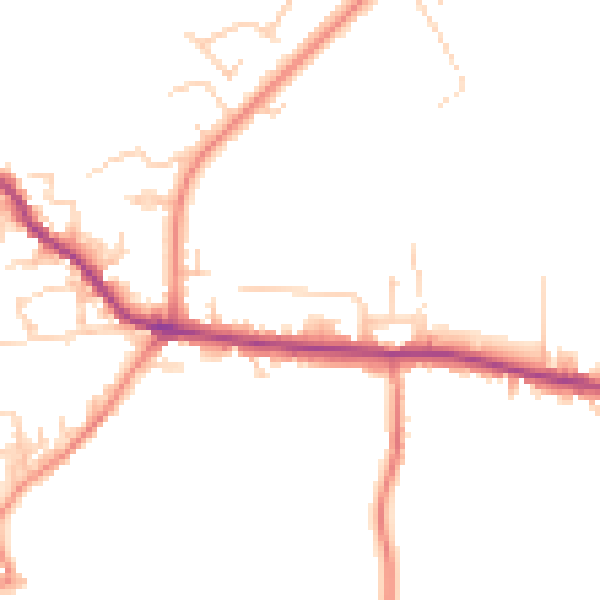 Daytime road noise heatmap for WF15 8EB