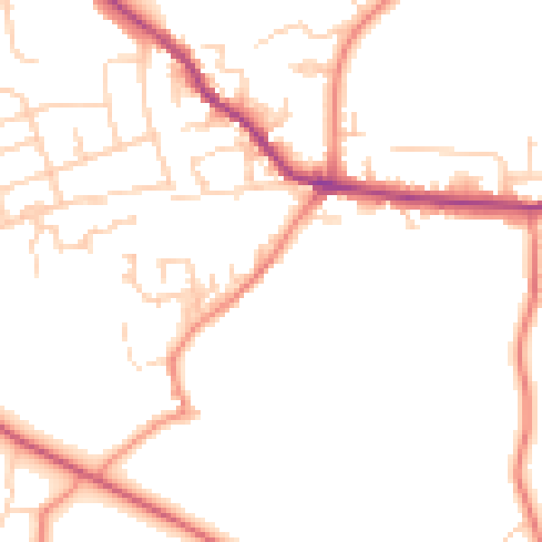 Daytime road noise heatmap for WF15 8EH