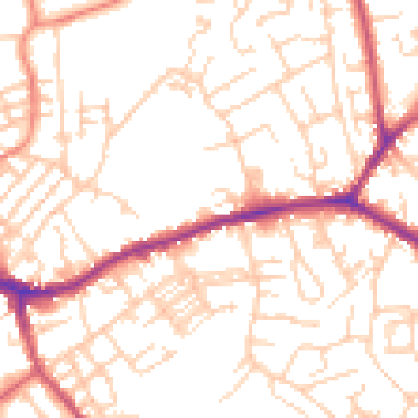 Daytime road noise heatmap for WF16 0AL