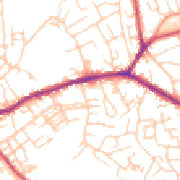 Daytime road noise heatmap for WF16 0AN