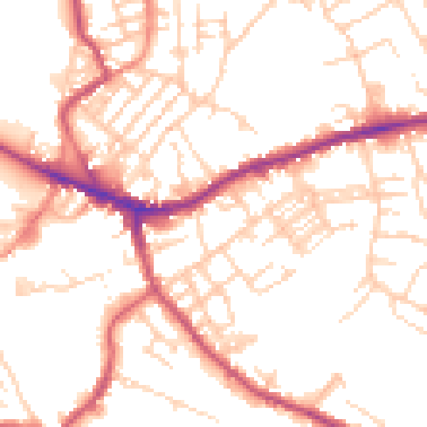 Daytime road noise heatmap for WF16 0AP