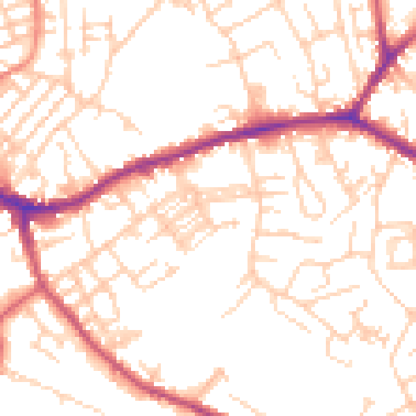 Daytime road noise heatmap for WF16 0BB