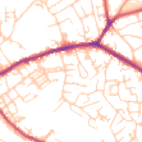 Daytime road noise heatmap for WF16 0BH