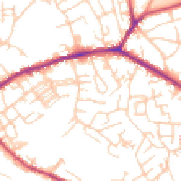 Daytime road noise heatmap for WF16 0BL