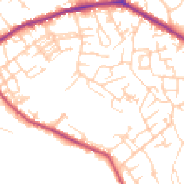 Daytime road noise heatmap for WF16 0BP