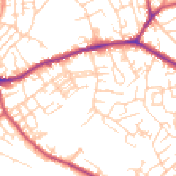 Daytime road noise heatmap for WF16 0BS