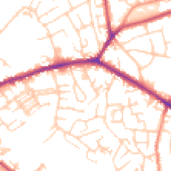 Daytime road noise heatmap for WF16 0DG