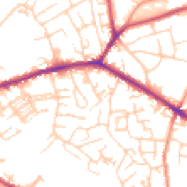 Daytime road noise heatmap for WF16 0DH