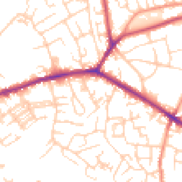 Daytime road noise heatmap for WF16 0DJ