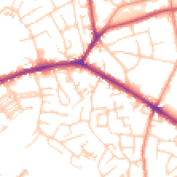 Daytime road noise heatmap for WF16 0DN