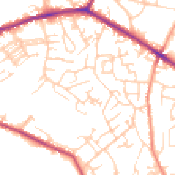 Daytime road noise heatmap for WF16 0DW