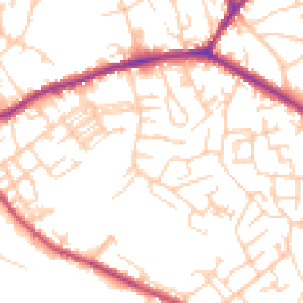 Daytime road noise heatmap for WF16 0EF
