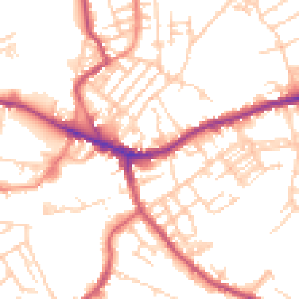 Daytime road noise heatmap for WF16 0JA