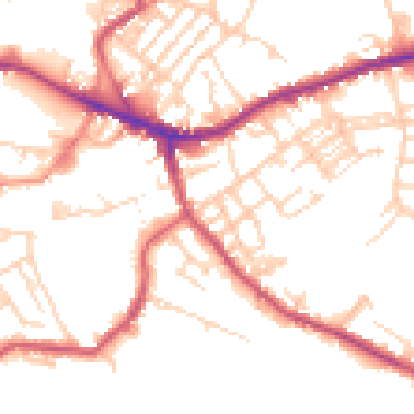 Daytime road noise heatmap for WF16 0LF