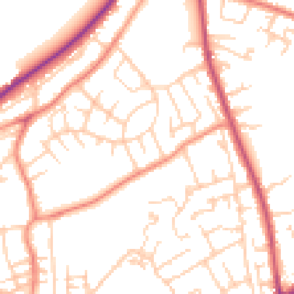 Daytime road noise heatmap for WF16 9AT