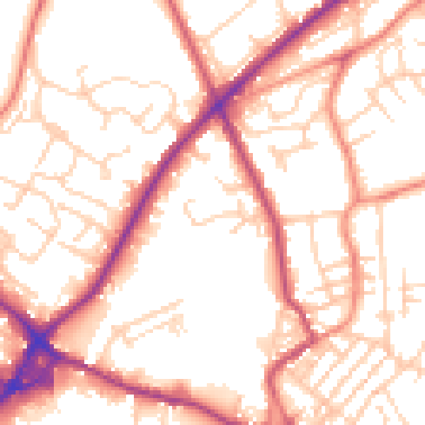 Daytime road noise heatmap for WF16 9DU