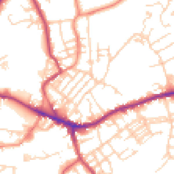 Daytime road noise heatmap for WF16 9DZ